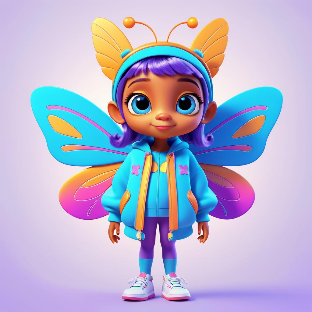 Vibrant Anthropomorphic Butterfly Character Concept