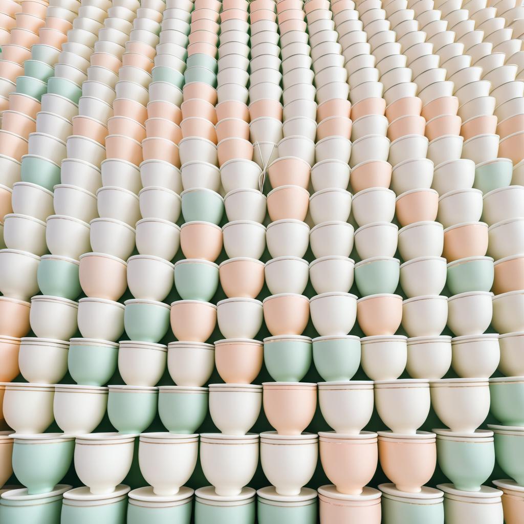 Nostalgic Tea Cup Display from Above