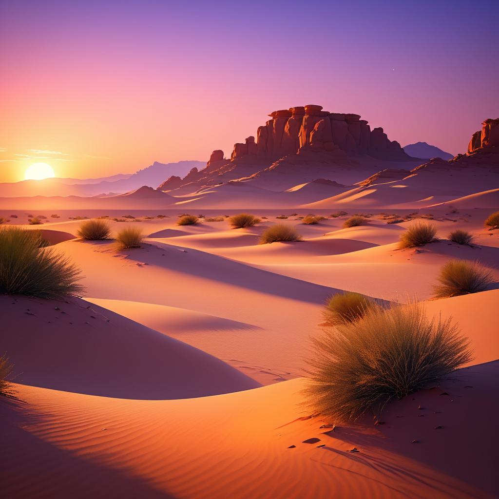 Serene Desert Dusk with Vibrant Colors