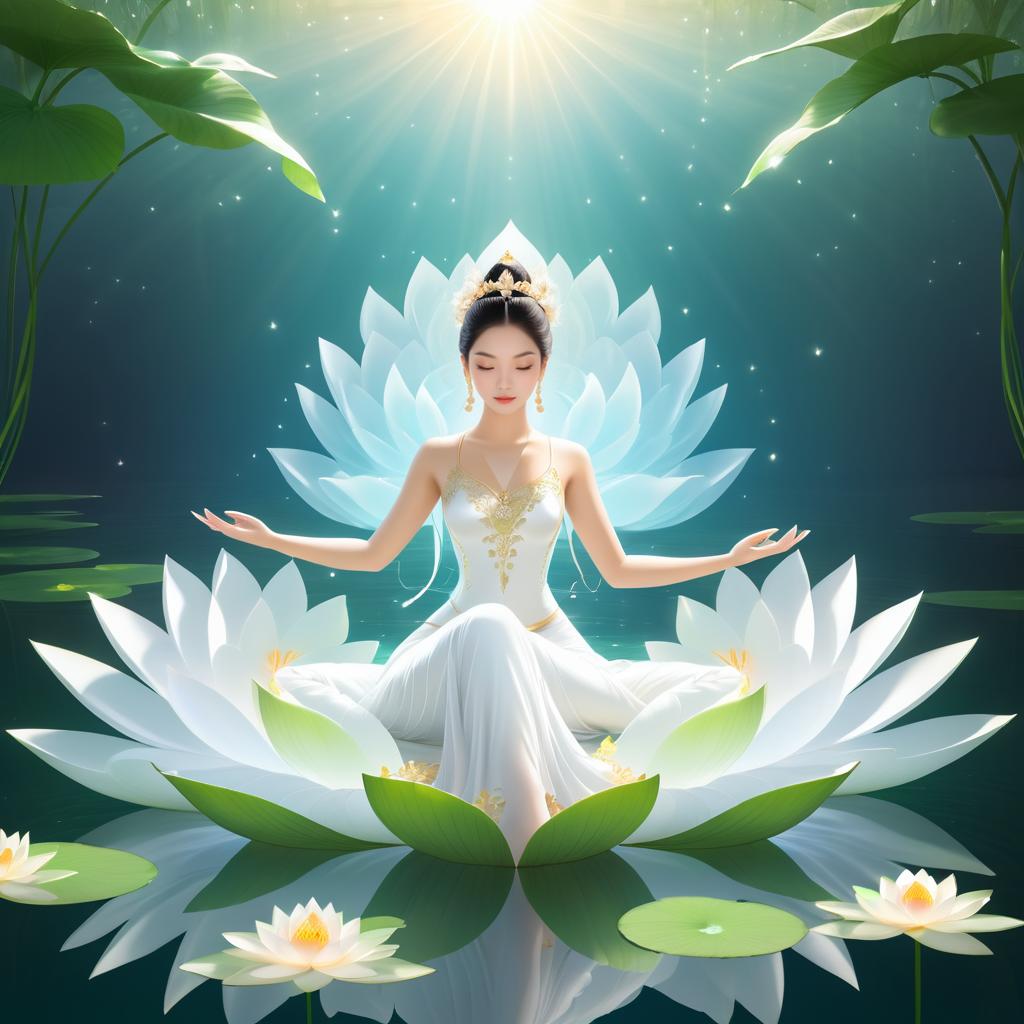 Serene Goddess on Lotus Flower