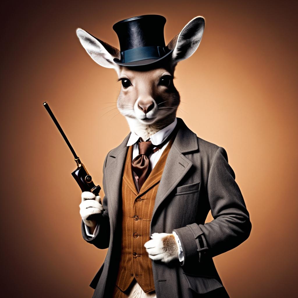 Whimsical Kangaroo as Sherlock Holmes