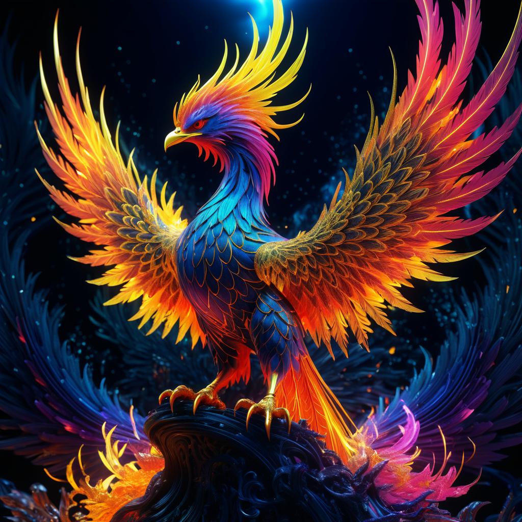 Intricate Phoenix Rising Illustrated in Detail