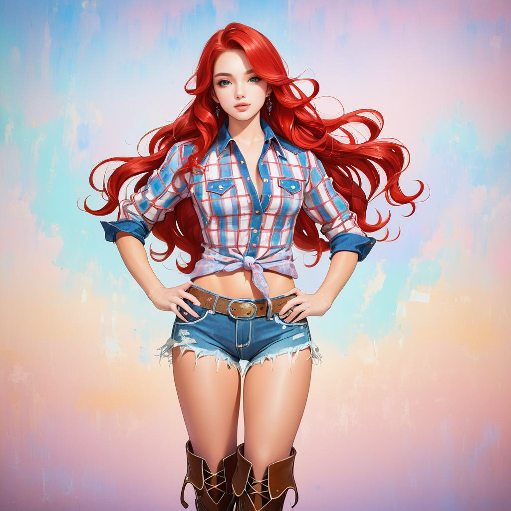 Confident Rodeo Girl in Pastel Dream