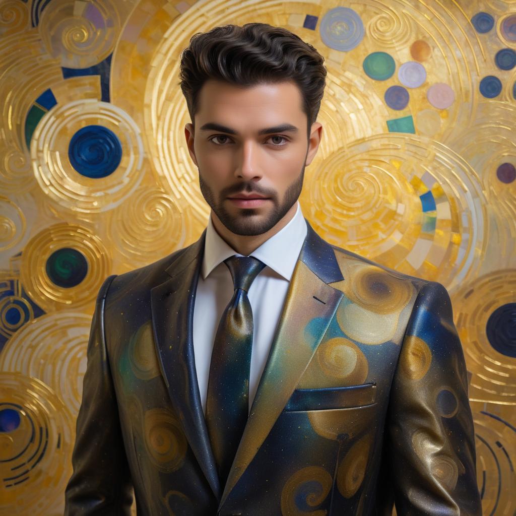 Elegant Man in Klimt and Picasso Style