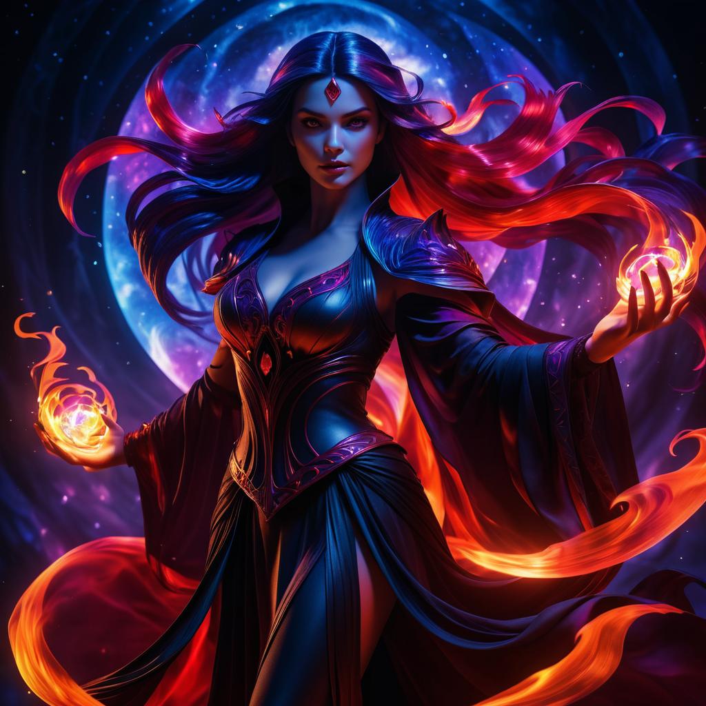 Dark Sorceress in a Celestial Realm