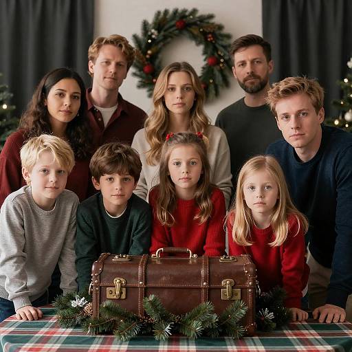 Christmas Family Portrait With Unique Suitcase