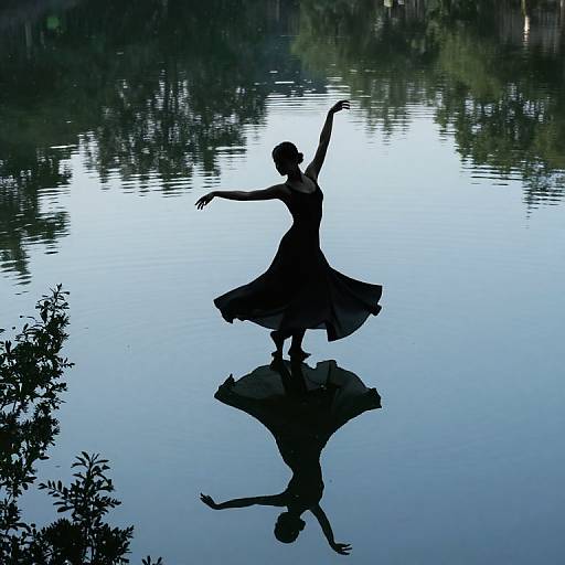 Dancer's Silhouette Reflecting Memories