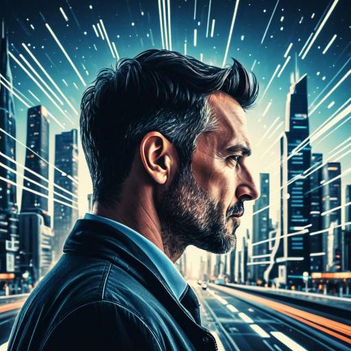 Smart Man Cartoon Profile in Futuristic City