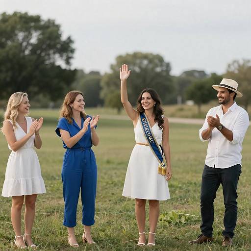 Joyful Gathering in a Grassy Field
