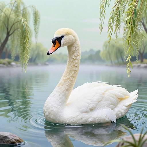 Elegant Swan on Serene Lake