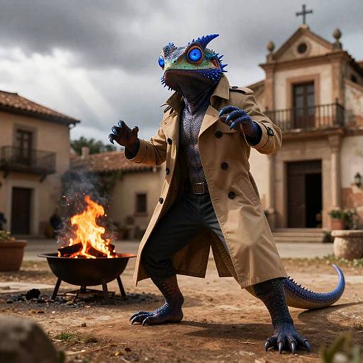 Photorealistic Lizard Secret Agent Portrait