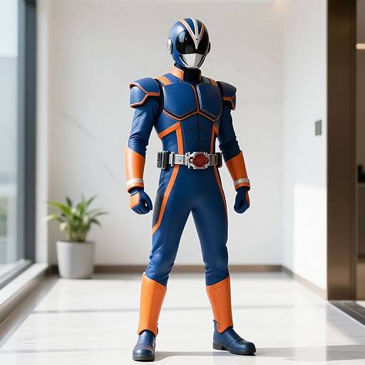 High-Tech Blue Orange Superhero Suit