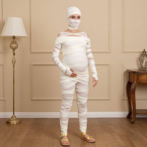 Pregnant Woman in Mummy Bunting Costume