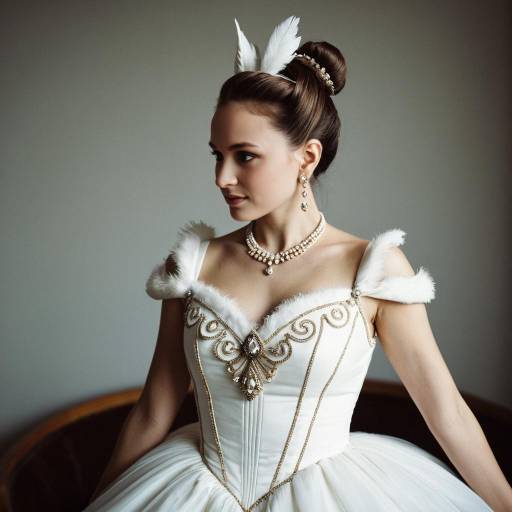 Elegant Anna Pavlova in Swan Costume