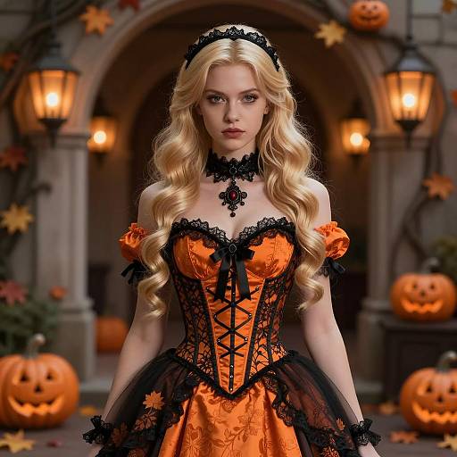 Woman in Victorian Halloween Costume