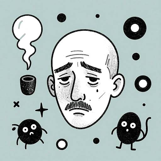 Surreal Sad Man Hand-Drawn Illustration