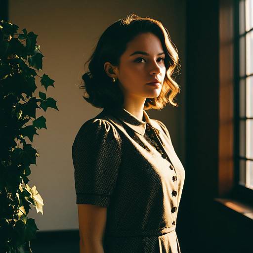 Woman with Ivy League Hairstyle in Shift Dress
