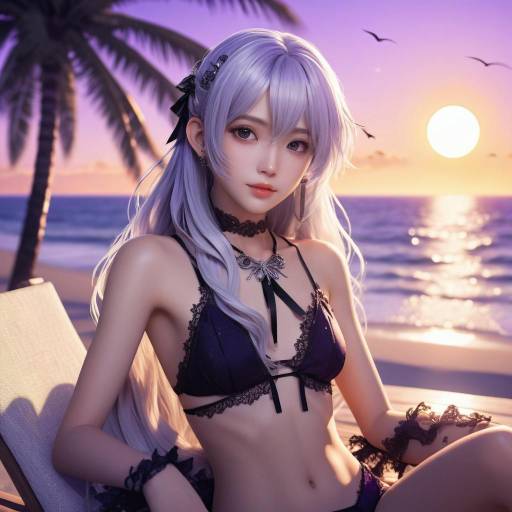 Stylized Anime Boy at Sunset Beach Stylized Anime Boy at Sunset Beach