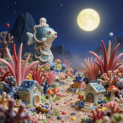 Surreal Bioluminescent Coral Reef Scene