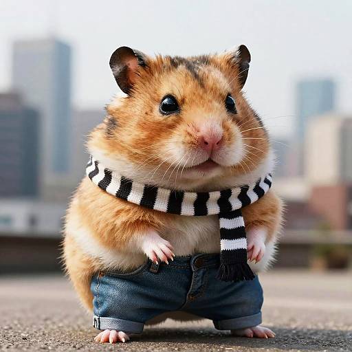 Irritable Hamster Caricature in Urban Style