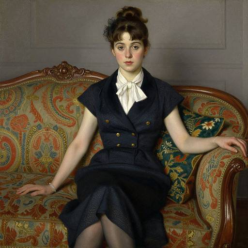 Elegant Woman on Vintage Couch
