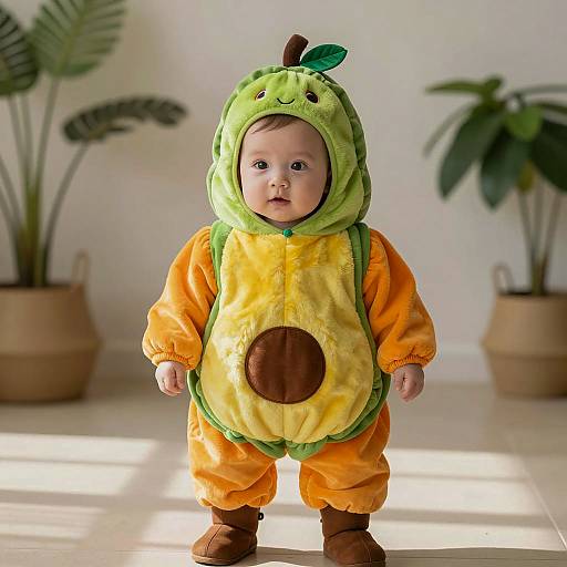 Adorable Infant in Avocado Pumpkin Costume