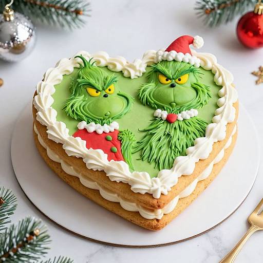 Heart-Shaped Grinch Holiday Cookie Cake