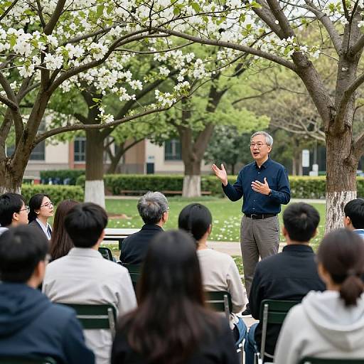 Professors Engaged in Outdoor Symposium