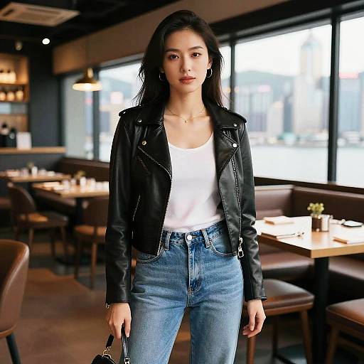 Stylish Woman in Trendy HK Restaurant