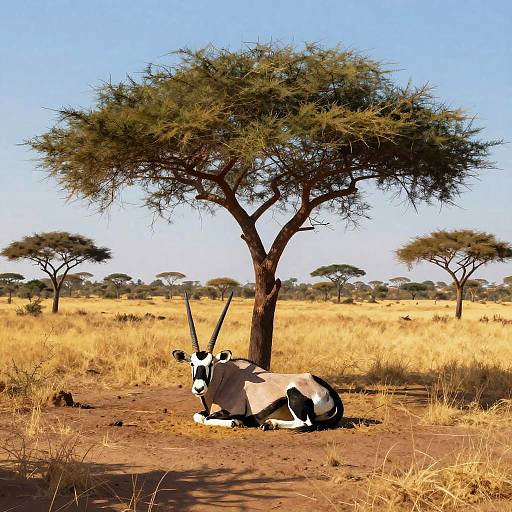 Oryx Resting Beneath Acacia Tree