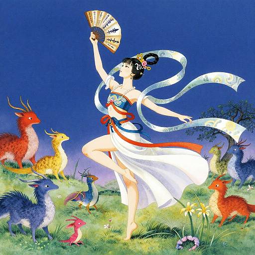 Ethereal Dancer in Surreal Landscape