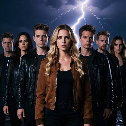 Dramatic Group Portrait with Lightning Backdrop