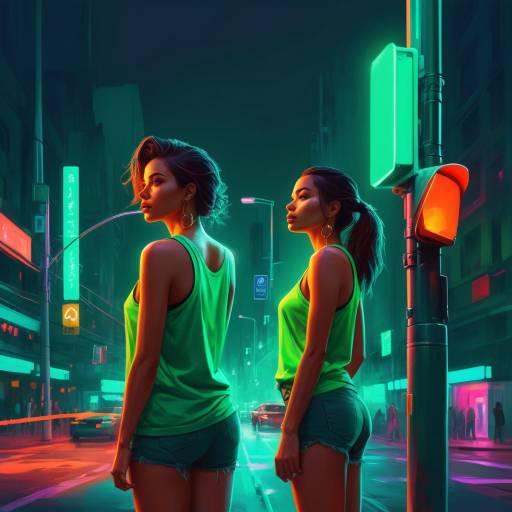Confident Woman in Neon Urban Scene