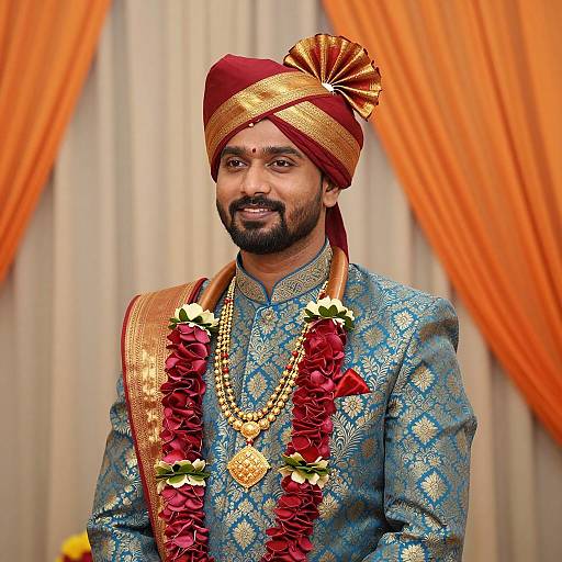 Elegant South Indian Wedding Groom Portrait
