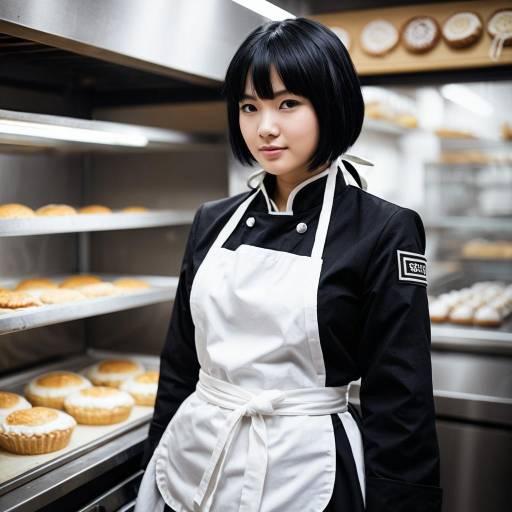 Cosplay Bakery Chef with Black Hair