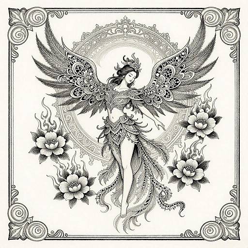 Radiant Phoenix Maiden in Ink