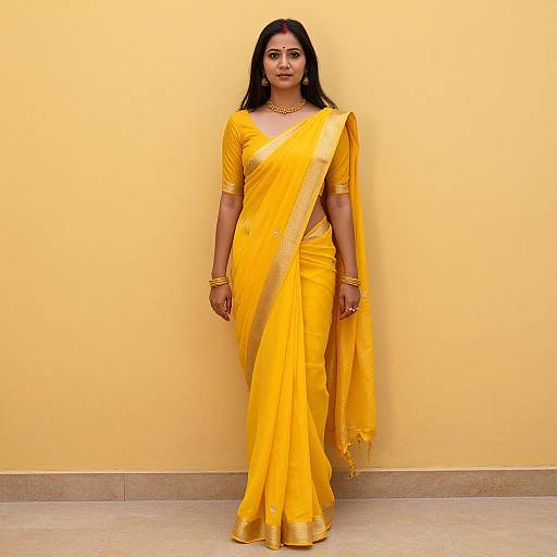 Woman in Yellow Haldi Saree