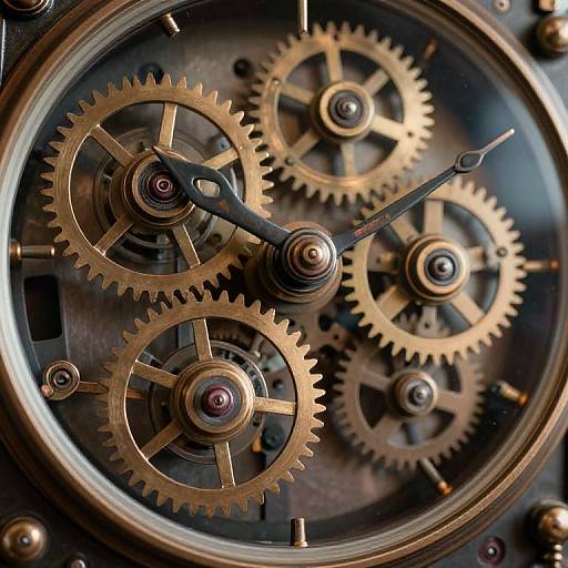 Vintage Steampunk Mechanical Clock Close-Up
