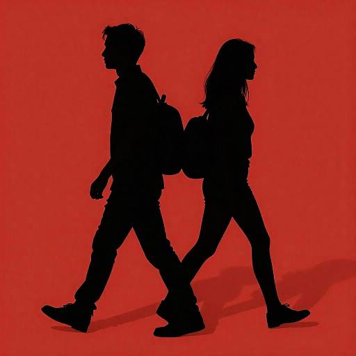 Dynamic Silhouettes on Vibrant Background