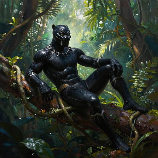 Sleek Panther in Tropical Rainforest