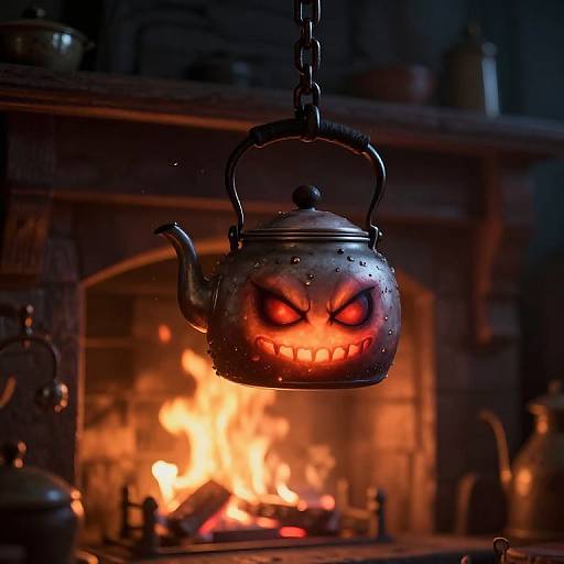 Sinister Glowing Demon Kettle Portrait