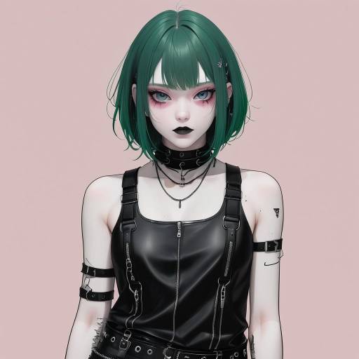 Edgy Gothic Punk Anime Character Illustration