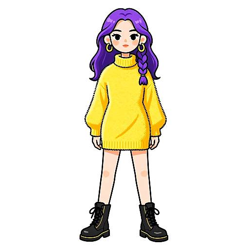 Stylish Woman in Yellow Sweater Dress