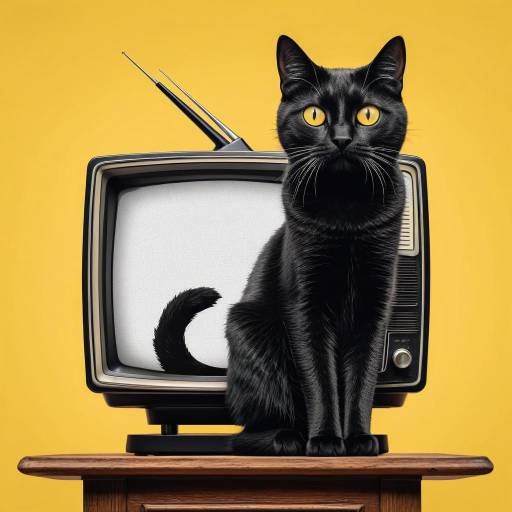 Bold Cartoon Cat on CRT Television