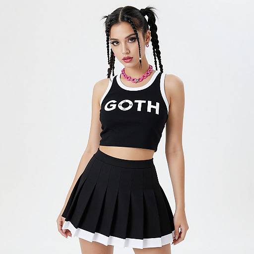 Digital artwork of a young woman with dark braided hair, wearing a black 