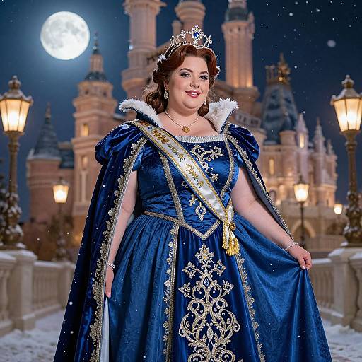 Regal Plus-Size Princess in Blue Dress
