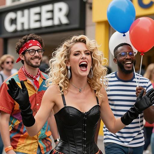 Vibrant Street Scene with Colorful Characters