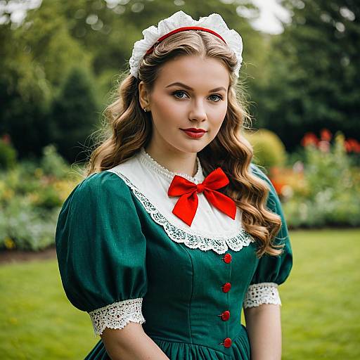 Young Woman in Victorian-Style Wartime Dress
