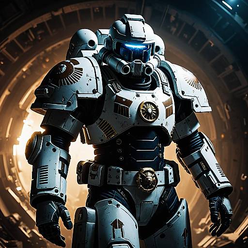 Futuristic Space Marine in Powered Exosuit