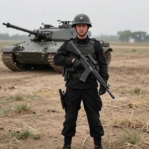Soldier in Black Uniform Tank Wars
